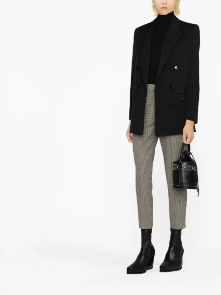 "houndstooth" rašto kelnės Isabel Marant apkarpytas juoda