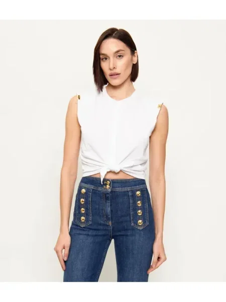 Elisabetta Franchi Bluză | Cropped Fit alb