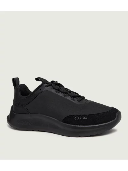 Calvin Klein Sneakers RUNN LACEUP AOP | piele întoarsă negru