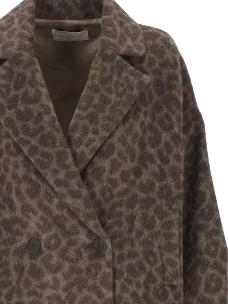 Geacă Antonelli cu imagine cu model leopard cu două rânduri de nasturi maro
