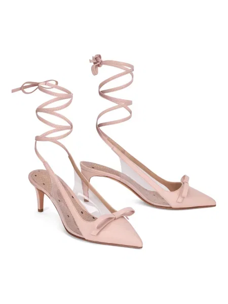 Lniana czółenka Red Valentino elegancka czerwona