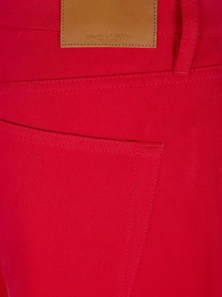 Široké plisované džínové šortky Polo Ralph Lauren s výšivkou červené