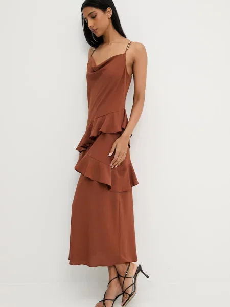 Сукня Answear Lab midi розкльошена коричневий