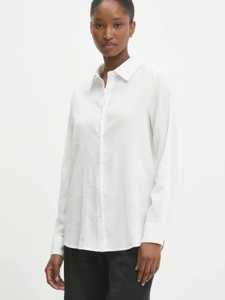 Answear Lab camasa de in cu guler clasic regular alb