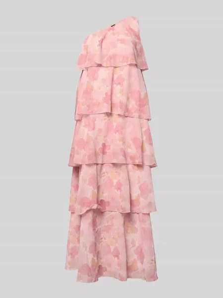 Rozkloszowana sukienka maxi z falbankowym detalem model FELICIA' Vero Moda różowa
