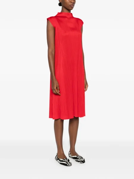 Odgovarati midi haljina Pleats Please Issey Miyake iznad koljena crvena