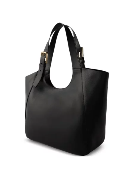 Кожена шопинг чанта Furla с катарама черно
