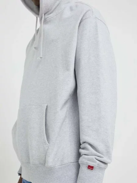 Dukserica Levi's za muškarce s kapuljačom bez uzorka siva