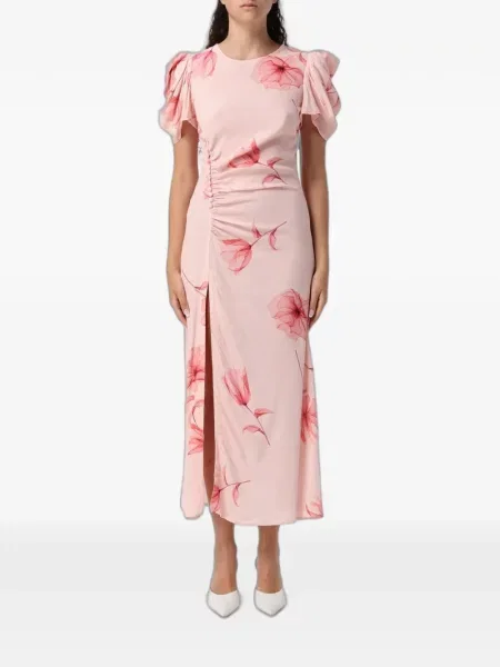 Rochie midi Mar De Margaritas cu model floral cu imagine roz