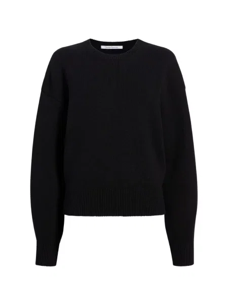 Pulover Another Tomorrow cu decolteu rotund negru