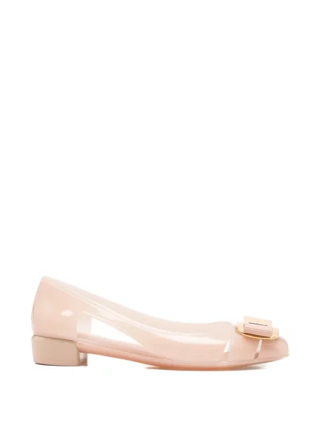Pantofi cu toc Ferragamo cu funde roz