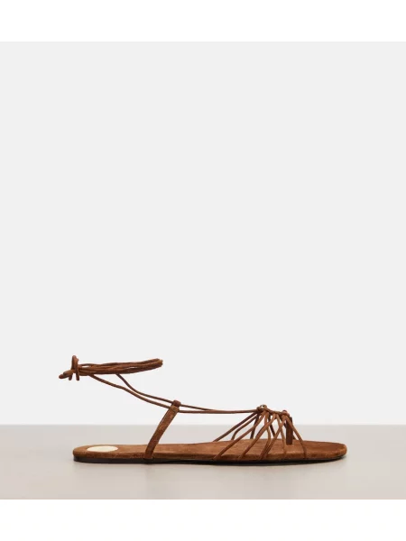 Sandale Saint Laurent din piele de căprioară maro