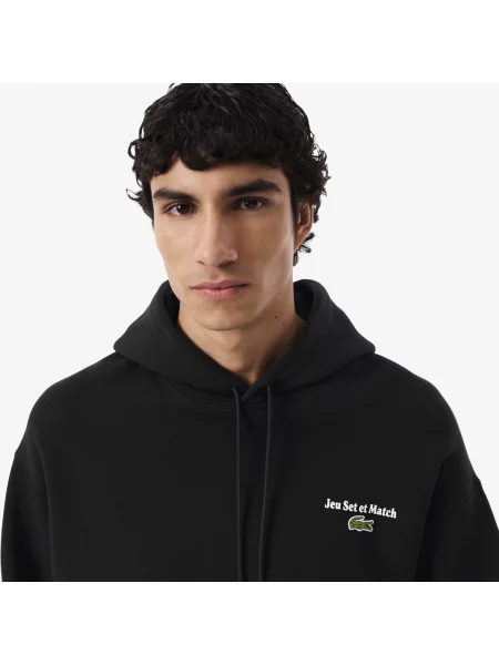 Lacoste Bluza Z Kapturem Loose Fit czarna