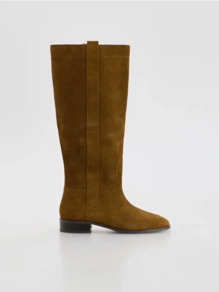 Замшевые ботфорты Reserved коричневые