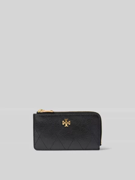 Etui na karty z naturalnej skóry Tory Burch czarny