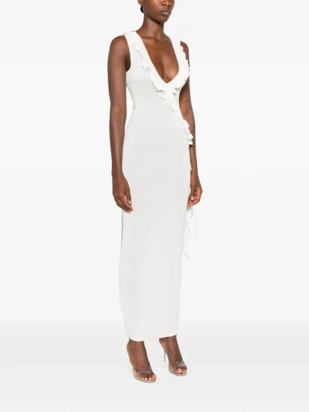 Rochie maxi Asta Resort cu volane alb