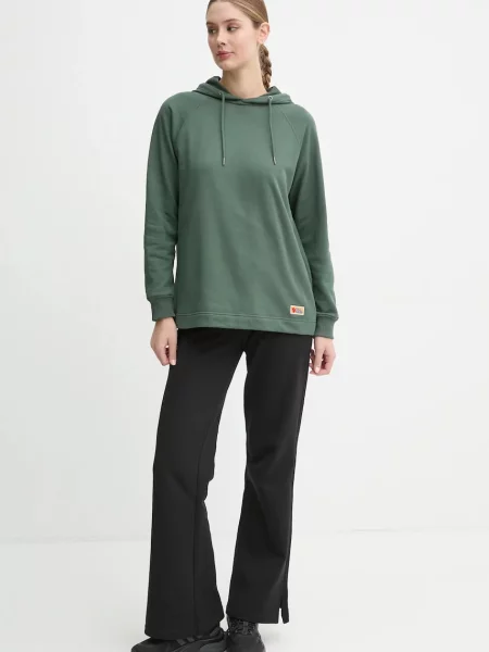 Кофта Fjallraven Vardag Hoodie W з капюшоном однотонна зелений