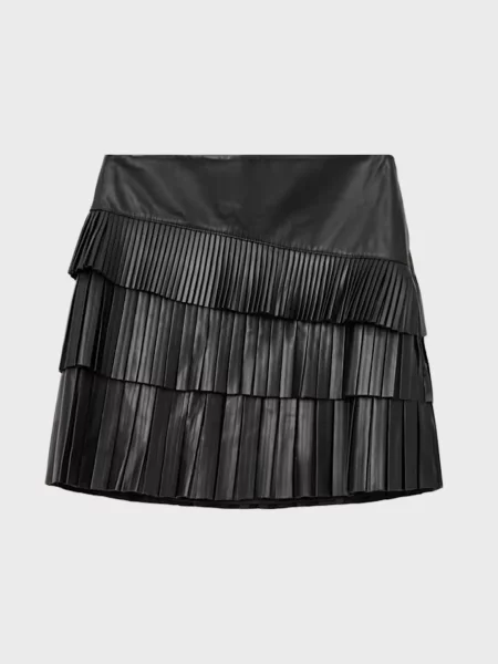 Кожаная юбка Allsaints черная