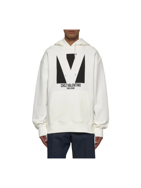 Lniana bluza z kapturem Valentino Garavani biała