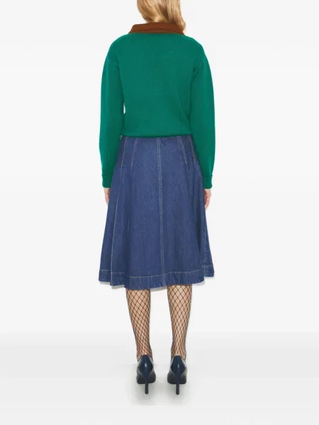 Plisuotas džinsinis sijonas Tory Burch iki kelių mėlyna