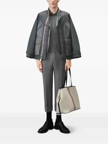 Tricou polo Thom Browne gri