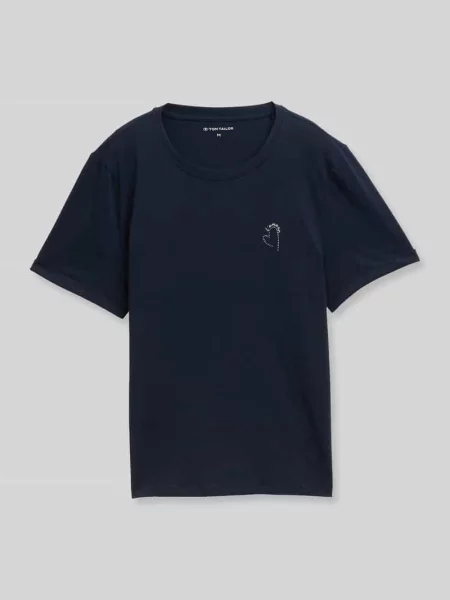 T-shirt o kroju regular fit z czystej bawełny Tom Tailor granatowa