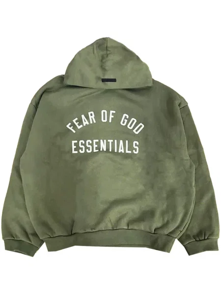 Hanorac cu glugă Fear Of God Essentials din fleece verde