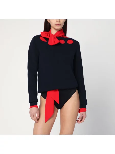 Sweter Prada z okrągłym dekoltem niebieski