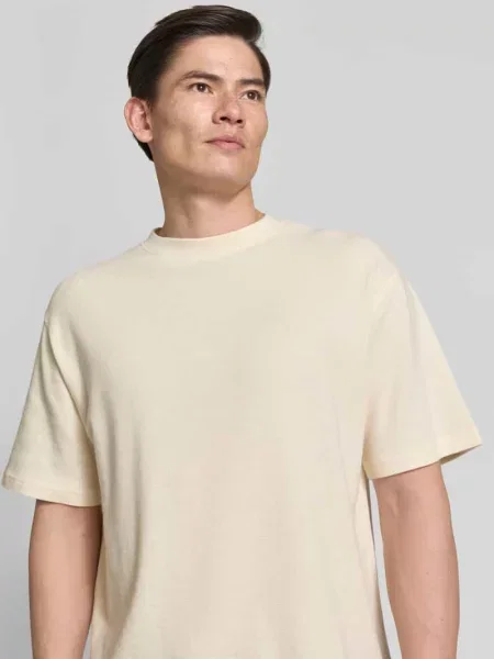 T-shirt o kroju relaxed fit z czystej bawełny model MAARKOS WAFFLE' Armedangels biała