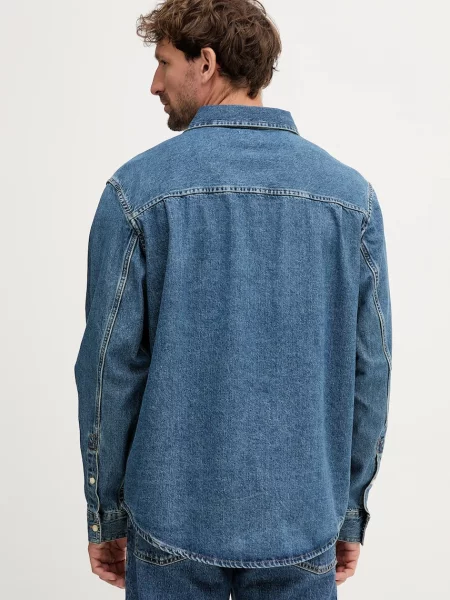 Džínová košile Calvin Klein Jeans relaxed s klasickým límcem modrá