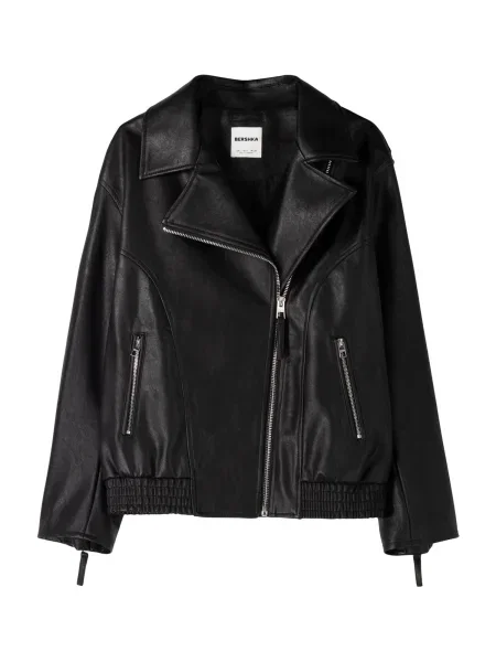 Bershka Geacă de primăvară-toamnă negru