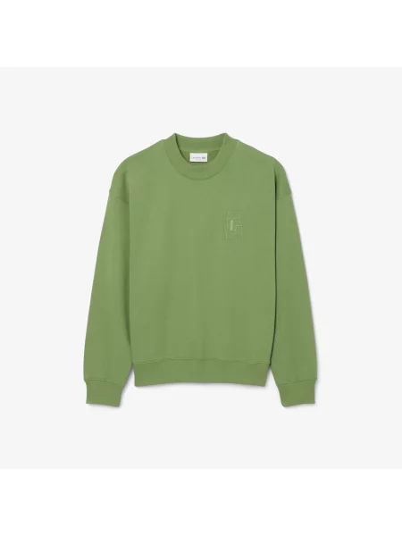 Lacoste Bluza Z Okrągłym Dekoltem Loose Fit zielona