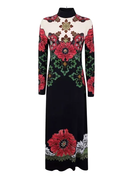 Rochie La Doublej cu model floral cu imagine de costum negru