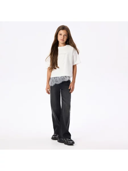 Reserved Pružné džíny wide leg černý