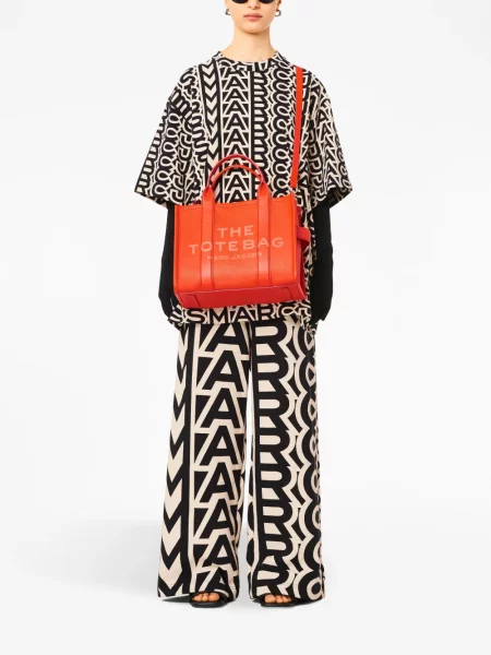 Kožená kožená taška Marc Jacobs oranžová