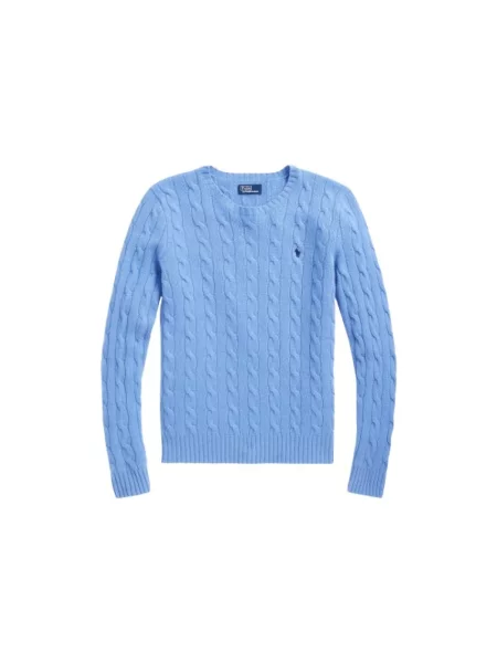Sweter Polo Ralph Lauren biznesowy wełniany z długim rękawem niebieski