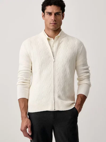 Karl Lagerfeld cardigan pentru bărbați cu amestec de lână bej