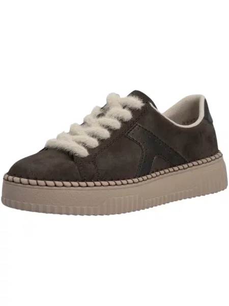 Sneakersy Rieker na platformie brązowe