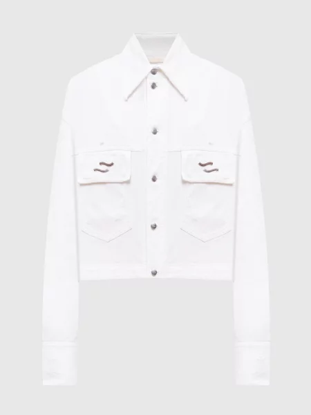 Джинсова куртка з емблемою логотипа Ssheena біла