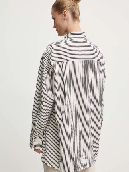 Košile Day Birger et Mikkelsen Tan Daily Classic Stripe RD relaxed s klasickým límcem hnědá