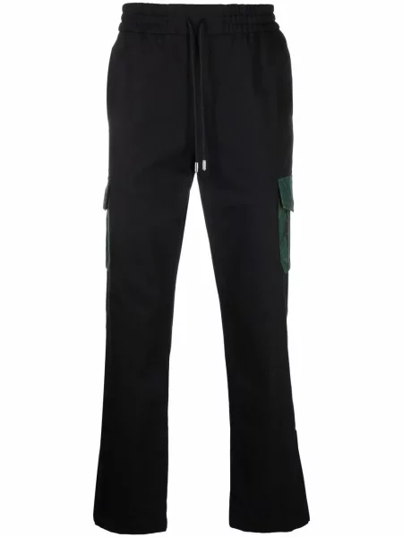 Květinové cargo kalhoty Just Don s potiskem černé