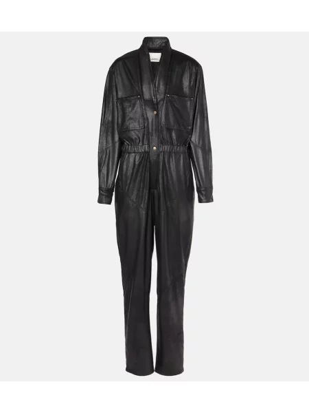 Salopetă Isabel Marant din piele negru