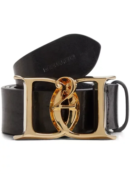 Pasek Dsquared2 skórzany z logo czarny