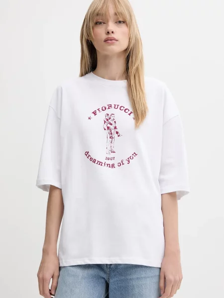 Тениска Fiorucci White Dreaming of You Print Relaxed Fit T-Shirt дамска бяло