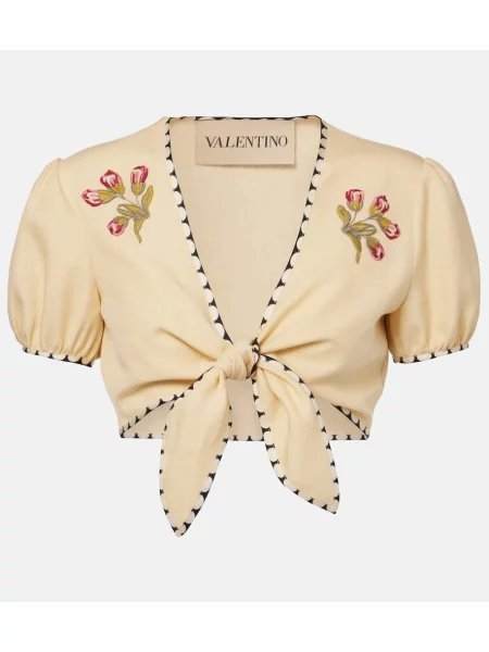 Cropp top Valentino cu broderie galben