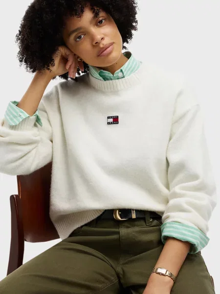 Пушистый свитер Tommy Jeans белый