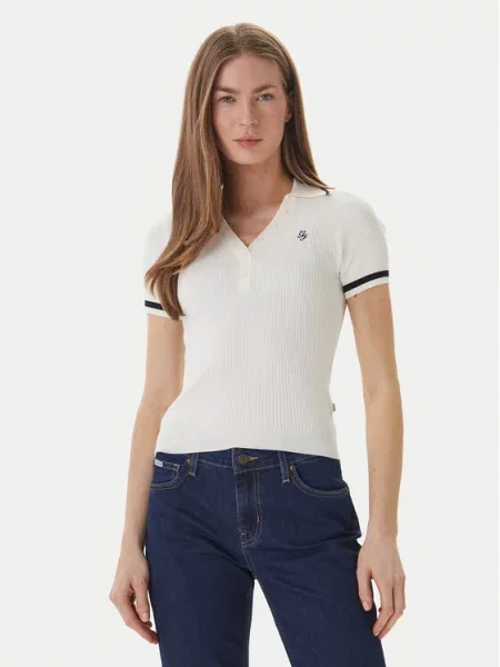 Guess Jeans Tricou polo Crem