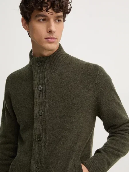 Шерстяной кардиган Barbour зеленый