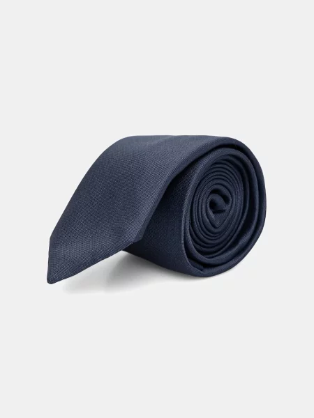 Calvin Klein krawat z dodatkiem jedwabiu granatowy