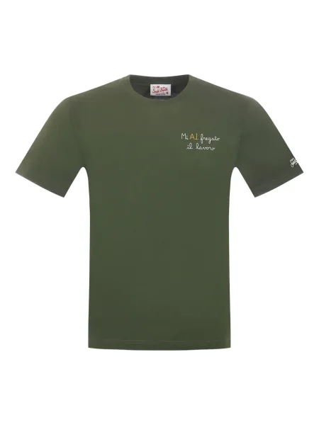 Tricou Mc2 Saint Barth cu broderie cu decolteu rotund verde